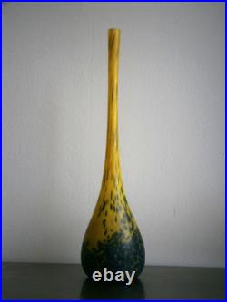 Vase Pâte de verre Art Déco St Delatte décor Coloquinte 1930 Ancien 46cm