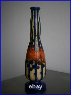 Vase Pâte de verre Schneider Le Verre Français Art Déco Mirettes 26cm Ancien