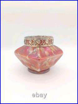 Vase Pique Fleurs Wilhelm Kralik Sohn Verre Marbré Rouge Jugendstil 1900 1920