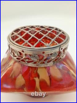 Vase Pique Fleurs Wilhelm Kralik Sohn Verre Marbré Rouge Jugendstil 1900 1920