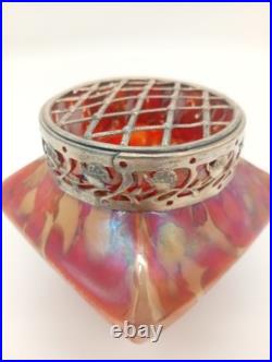 Vase Pique Fleurs Wilhelm Kralik Sohn Verre Marbré Rouge Jugendstil 1900 1920