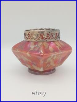 Vase Pique Fleurs Wilhelm Kralik Sohn Verre Marbré Rouge Jugendstil 1900 1920