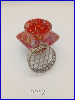 Vase Pique Fleurs Wilhelm Kralik Sohn Verre Marbré Rouge Jugendstil 1900 1920