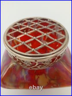 Vase Pique Fleurs Wilhelm Kralik Sohn Verre Marbré Rouge Jugendstil 1900 1920