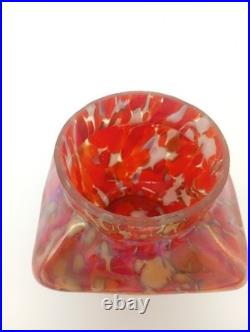 Vase Pique Fleurs Wilhelm Kralik Sohn Verre Marbré Rouge Jugendstil 1900 1920