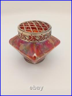 Vase Pique Fleurs Wilhelm Kralik Sohn Verre Marbré Rouge Jugendstil 1900 1920