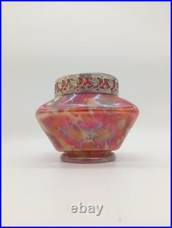 Vase Pique Fleurs Wilhelm Kralik Sohn Verre Marbré Rouge Jugendstil 1900 1920