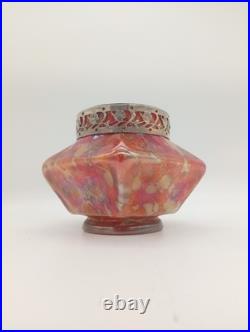 Vase Pique Fleurs Wilhelm Kralik Sohn Verre Marbré Rouge Jugendstil 1900 1920