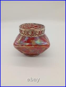Vase Pique Fleurs Wilhelm Kralik Sohn Verre Marbré Rouge Jugendstil 1900 1920