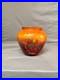 Vase Pot Pate Verre Soufflé Rouge Orange Laqué Marmoréen Signé Daté Art Déco