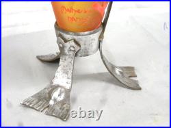 Vase Pte De Verre Orange Jaune Nancy Art Deco Nouveau Amphore Fer Forge