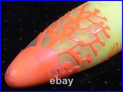 Vase Pte De Verre Orange Jaune Nancy Art Deco Nouveau Amphore Fer Forge