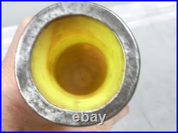 Vase Pte De Verre Orange Jaune Nancy Art Deco Nouveau Amphore Fer Forge