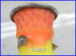 Vase Pte De Verre Orange Jaune Nancy Art Deco Nouveau Amphore Fer Forge