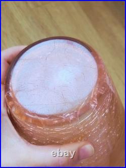 Vase Schneider Art Deco Verre Craquele Givre Rose Signé