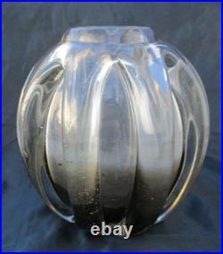 Vase Schneider verre fumé d'époque Art Deco bubbled glass vase