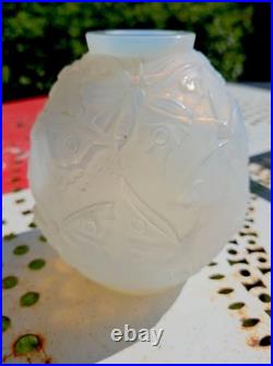 Vase VERLYS papillon verre opalescent Art Déco Nouveau Sabino Lalique Daum XXE