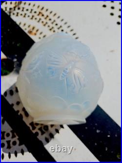 Vase VERLYS papillon verre opalescent Art Déco Nouveau Sabino Lalique Daum XXE