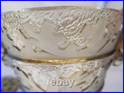Vase Verlys en Verre Moulé Pressé Fumé aux Algues Art Deco