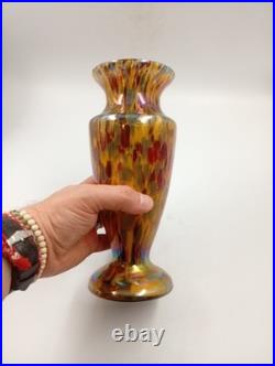 Vase Verre Art Déco Antonin Ruckl Kralik Bohème Moucheté Irisé Années 1920 1930