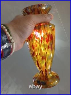 Vase Verre Art Déco Antonin Ruckl Kralik Bohème Moucheté Irisé Années 1920 1930