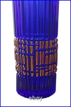 Vase Walther Glas bleu style mais non d'époque Art Déco mais vintage 50-60