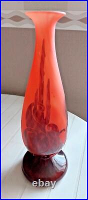 Vase art déco le Verre Français signé à décor prunes vers 1924 gravé a l'acide