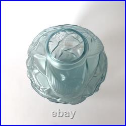 Vase boule Art Déco Arvers France (André Delatte) en verre bleu moulé-pressé