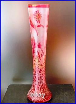 Vase de Verre Daum Nancy Art nouveau/Art Déco Signe VAL