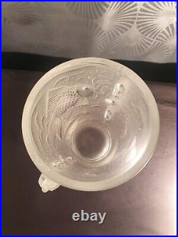 Vase en verre de style art deco à décor aquatique poisson sculpture hippocampe