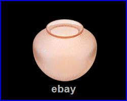 Vase en verre givré rose gravure à l'acide années 1920 Art Déco signé Schneider