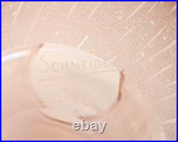 Vase en verre givré rose gravure à l'acide années 1920 Art Déco signé Schneider