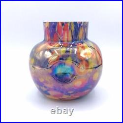 Vase en verre soufflé coloré millefiori irisé de Wilhelm Kralik Art Déco