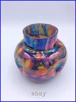 Vase en verre soufflé coloré millefiori irisé de Wilhelm Kralik Art Déco