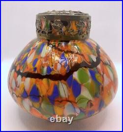 Vase pique-fleurs Clichy boule, verre laiton, époque art-déco, années 30