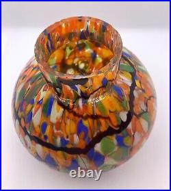 Vase pique-fleurs Clichy boule, verre laiton, époque art-déco, années 30