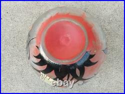 Vase verre émaillé l signé CLIO decor oiseaux ART DECO glass enameled birds