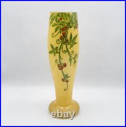 Vase verre soufflé émaillé à décor végétal signé Legras modèle Tournai Art Déco