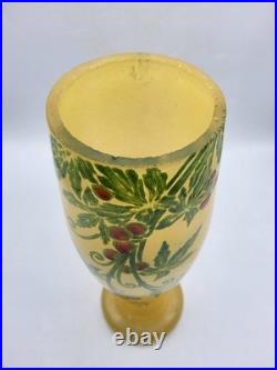 Vase verre soufflé émaillé à décor végétal signé Legras modèle Tournai Art Déco