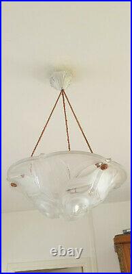 Vasque Art déco en Verre verre moulé pressé, luminaire suspension, pendant light