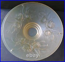 Vasque Lustre lampe ART DECO aux roses verre pressé Muller frères ouraline