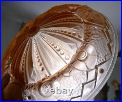 Vasque couleur verre moulé Muller frères ART DECO pour Lustre Lampe ouraline