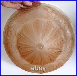 Vasque couleur verre moulé Muller frères ART DECO pour Lustre Lampe ouraline