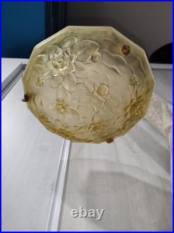 Vasque de suspension Verre Art Déco Art Nouveau Décor Floral Années 30 40 50
