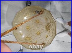 Vasque de suspension Verre Art Déco Art Nouveau Décor Floral Années 30 40 50