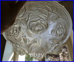 Vasque lustre Art Déco Verre Pressé bouquets de roses ERA Verdun Muller Degue