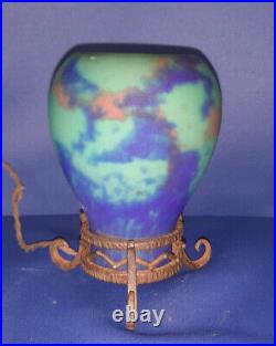Veilleuse lampe brule parfum ROBJ art deco pate de verre et fer forgé 1930
