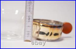 Véritable Tasse À Thé Vintage Art Déco En Verre Métal Argenté Sur Plateau