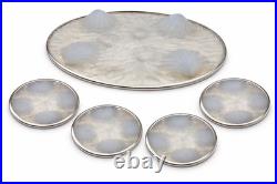 Verlys France Art Déco Verre Opalescent Argent Minerve Dessous de Plat