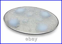 Verlys France Art Déco Verre Opalescent Argent Minerve Dessous de Plat